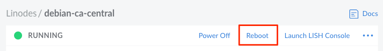 Reboot the Linode